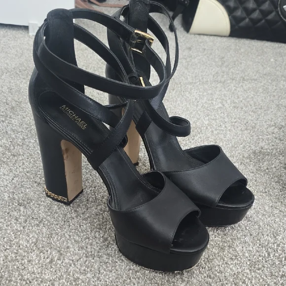 Michael Kors Black Strappy Heels - Picture 1 of 6